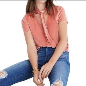 Madewell Velvet Tie-Neck Top Small